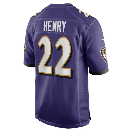 B.Ravens #22 Derrick Henry Game Player Jersey - Purple Stitched American Football Jerseys