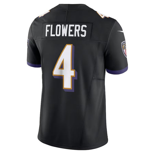 B.Ravens #4 Zay Flowers Black Vapor F.U.S.E Limited Jersey Stitched American Football Jerseys