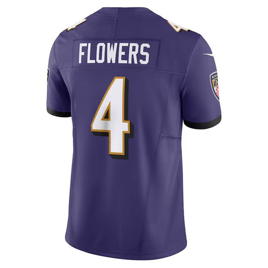 B.Ravens #4 Zay Flowers Purple Vapor F.U.S.E Limited Jersey Stitched American Football Jerseys