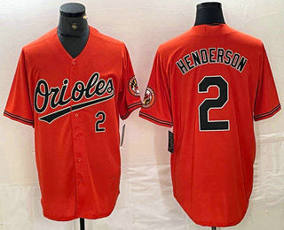 Baltimore Orioles #2 Gunnar Henderson Number Orange Cool Base Stitched Jersey Baseball Jerseys