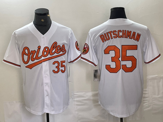 Baltimore Orioles #35 Adley Rutschman Number White Stitched Cool Base Jersey Baseball Jerseys