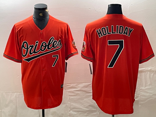 Baltimore Orioles #7 Jackson Holliday Number Orange Limited Cool Base Stitched Baseball Jersey