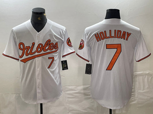 Baltimore Orioles #7 Jackson Holliday Number White Limited Cool Base Stitched Baseball Jerseys