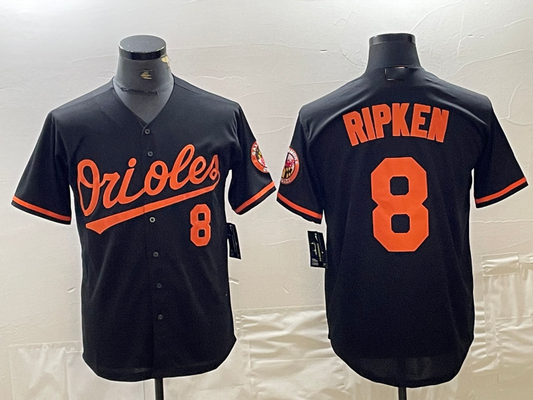 Baltimore Orioles #8 Cal Ripken Jr Number Black Cool Base Stitched Jersey Baseball Jerseys