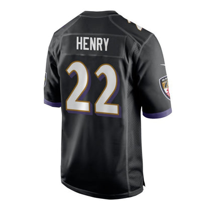 B.Ravens #22 Derrick Henry Black Game Player Jersey Football Stitched American Jerseys