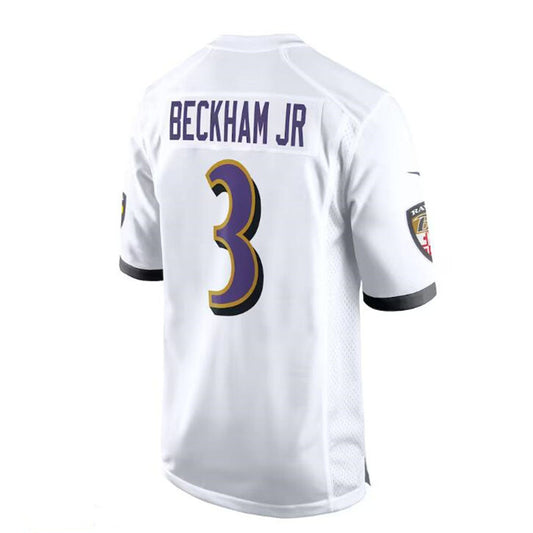 B.Ravens #3 Odell Beckham Jr. White Game Jersey Stitched American Football Jerseys