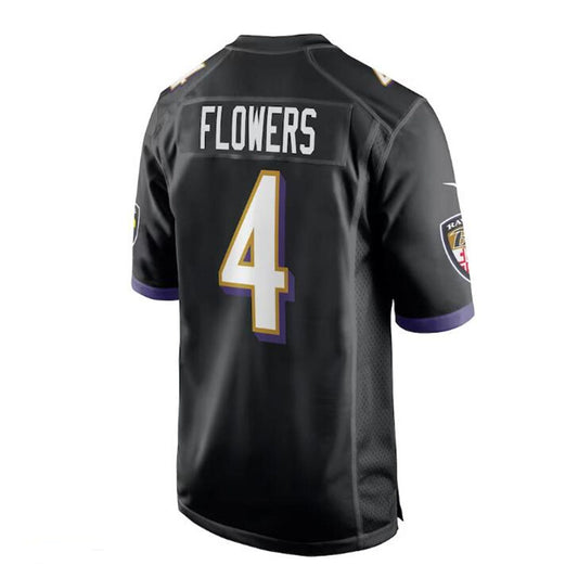 B.Ravens #4 Zay Flowers Black Team Game Jersey Stitched American Football Jerseys