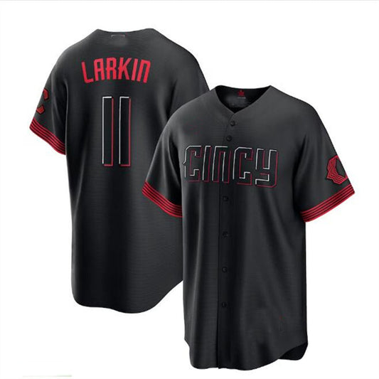 Cincinnati Reds #11 Barry Larkin 2023 City Connect Replica Player Jersey - Black Baseball Jerseys