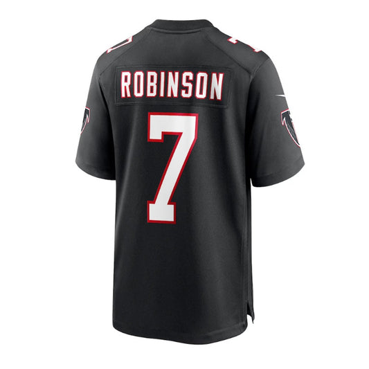 A.Falcons #7 Bijan Robinson  2023 Draft First Round Pick Throwback Game Jersey - Black Stitched American Football Jerseys