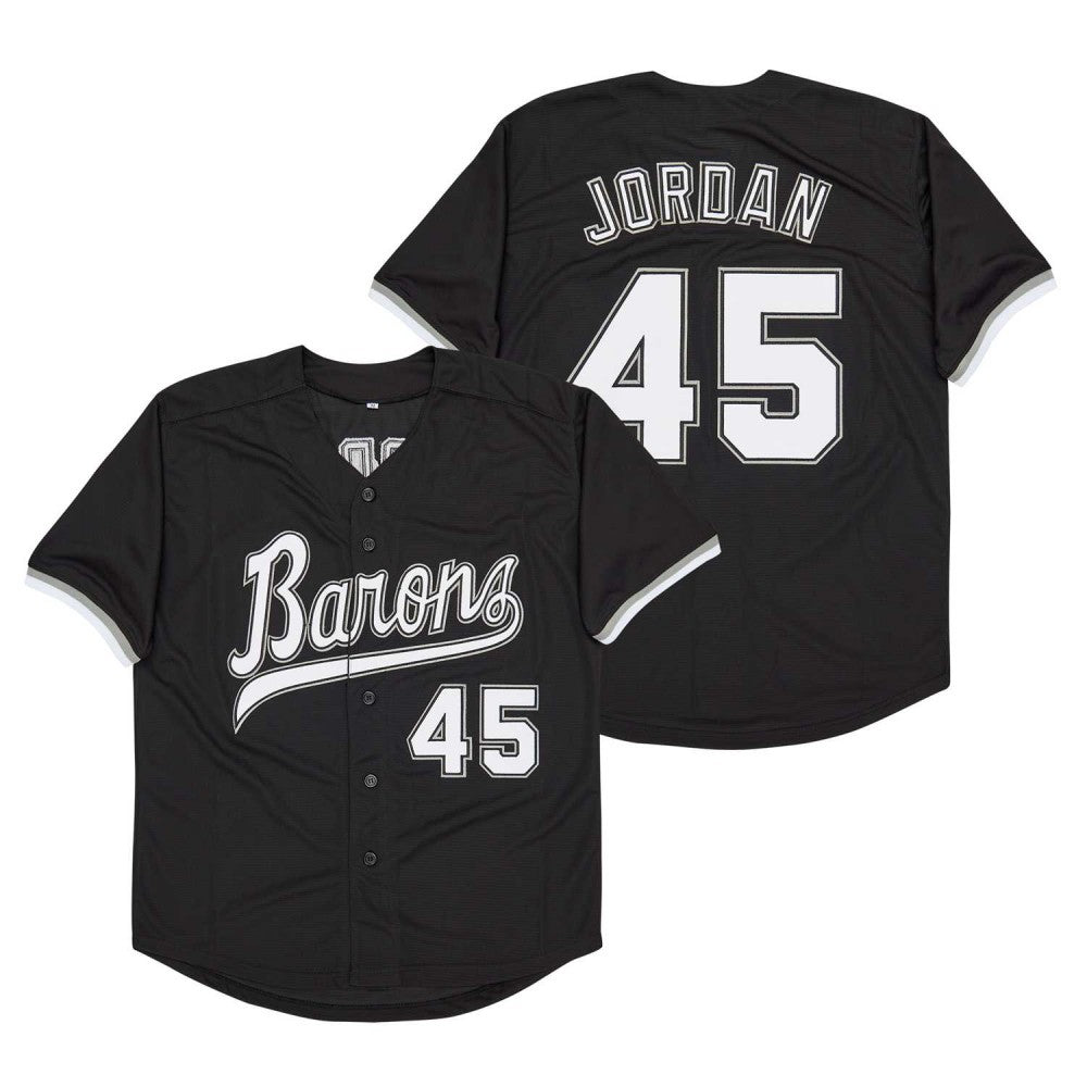 Birmingham Barons #45 Michael Jordan Black Button Down Baseball Jersey