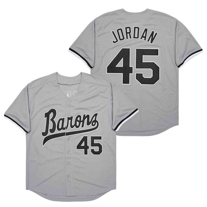 Birmingham Barons #45 Michael Jordan Grey Button Down Baseball Jersey