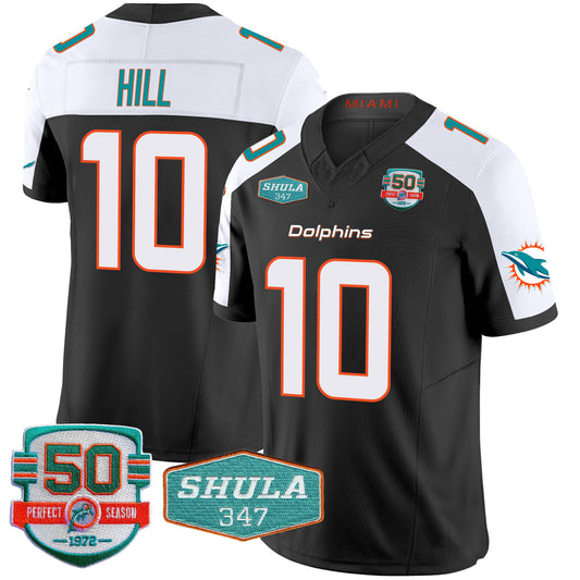 M.Dolphins #10 Tyreek Hill Black Alternate Shula 347 Patch Vapor F.U.S.E. Limited Stitched American Football Jerseys