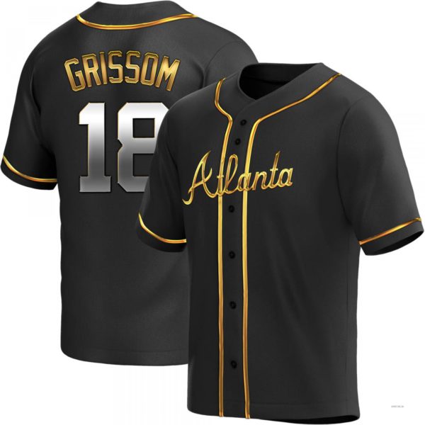 Atlanta Braves #18 Vaughn Grissom Black Golden Alternate Jersey Stitches Baseball Jerseys