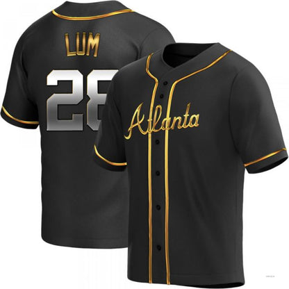 Atlanta Braves #28 Mike Lum Black Golden Alternate Jersey Stitches Baseball Jerseys