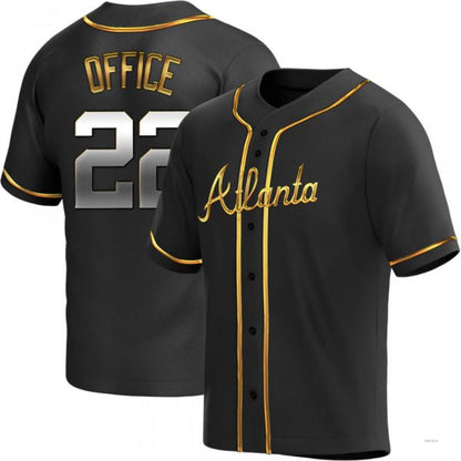 Atlanta Braves #22 Rowland Office Black Golden Alternate Jersey Stitches Baseball Jerseys