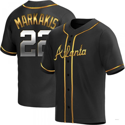 Atlanta Braves #22 Nick Markakis Black Golden Alternate Stitches Baseball Jerseys