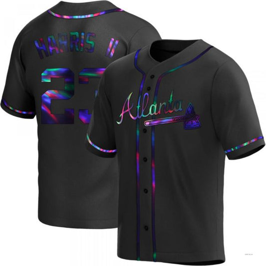 Atlanta Braves #23 Michael Harris II Black Holographic Alternate Jersey Stitches Baseball Jerseys