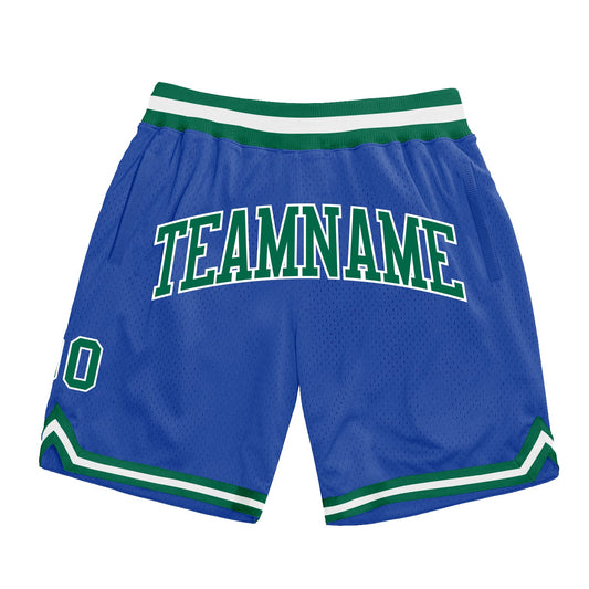 Custom Blue Kelly Green-White Authentic Throwback Basketball Shorts