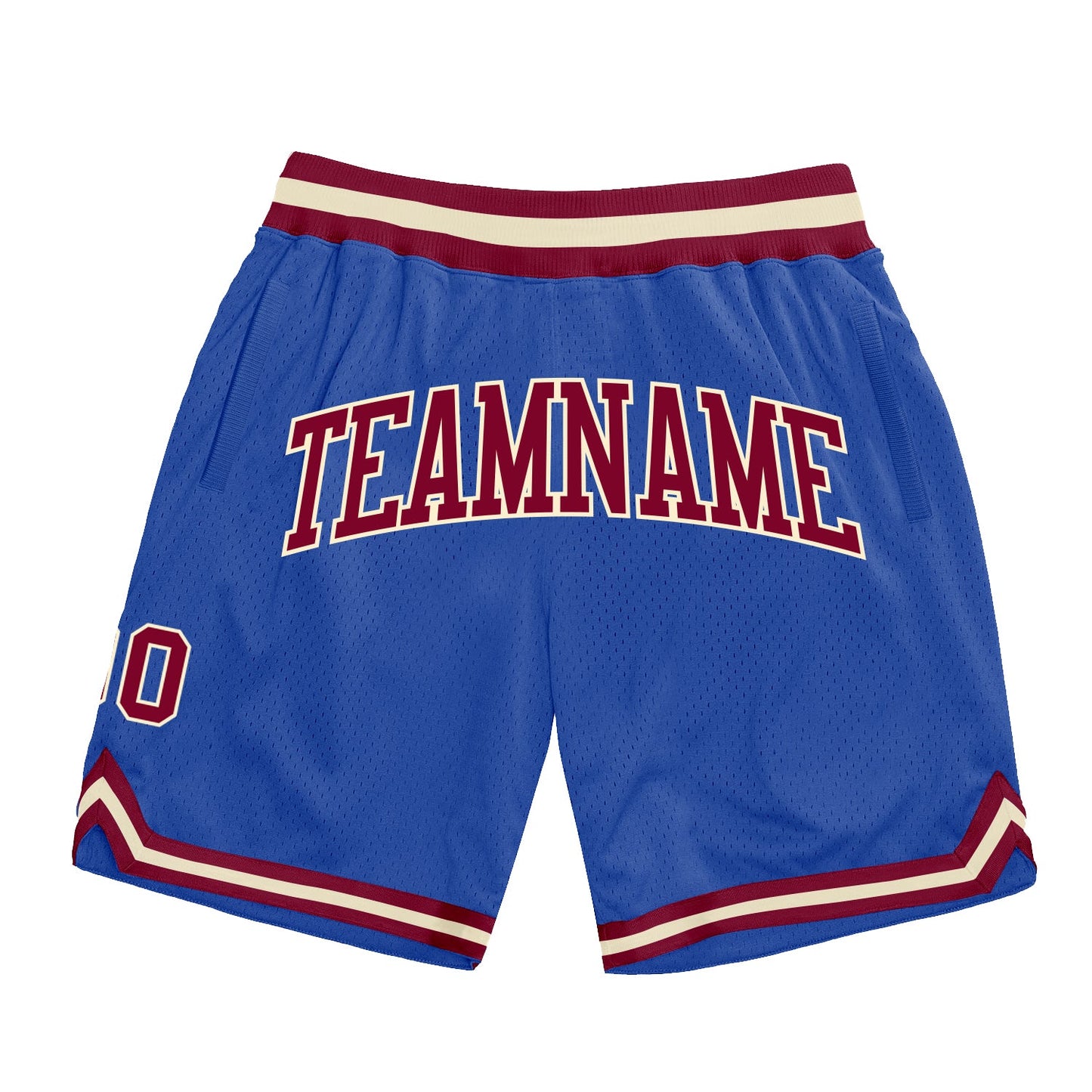 Custom Blue Maroon-Cream Authentic Throwback Basketball Shorts