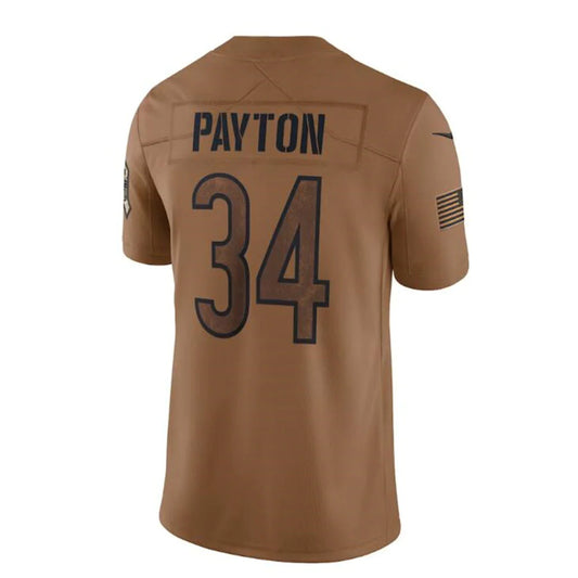 C.Bears #34 Walter Payton Brown 2023 Salute To Service Limited Stitched Jerseys