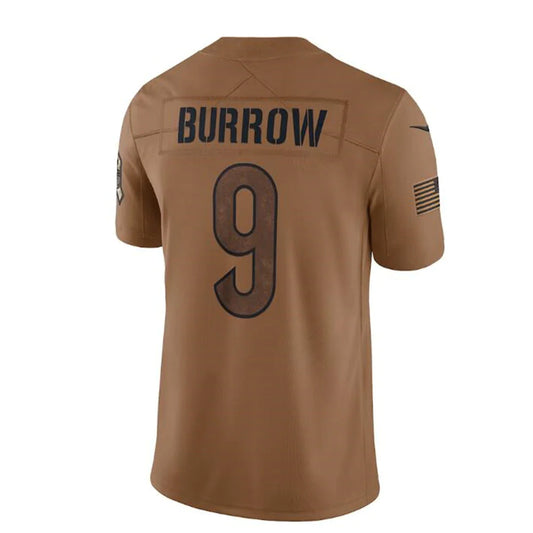 C.Bengals #9 Joe Burrow Brown 2023 Salute To Service Limited Stitched Jerseys