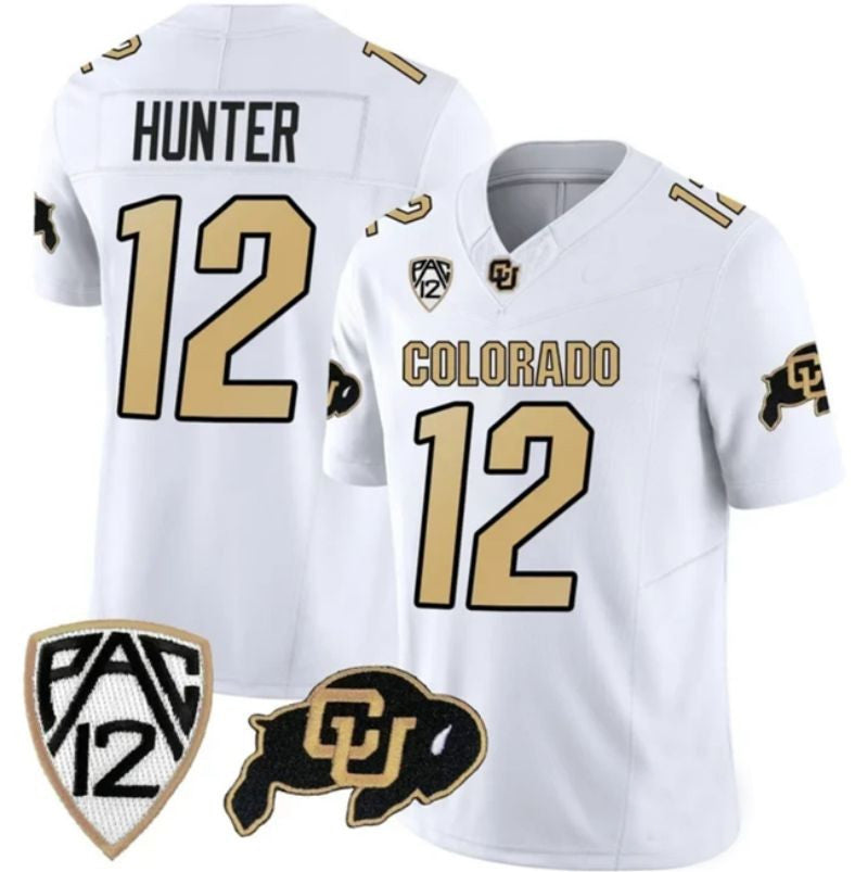 C.Buffalo #12 Travis Hunter White 2023 Fuse Stitched Football College Jersey