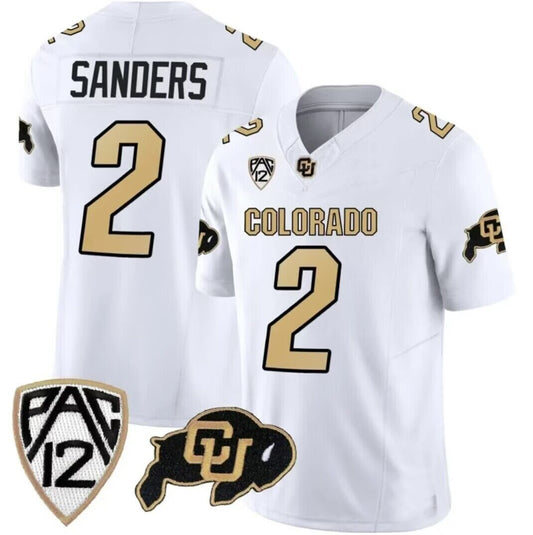 C.Buffalo #2 Shedeur Sanders White 2023 FUSE Stitched Football College Jersey