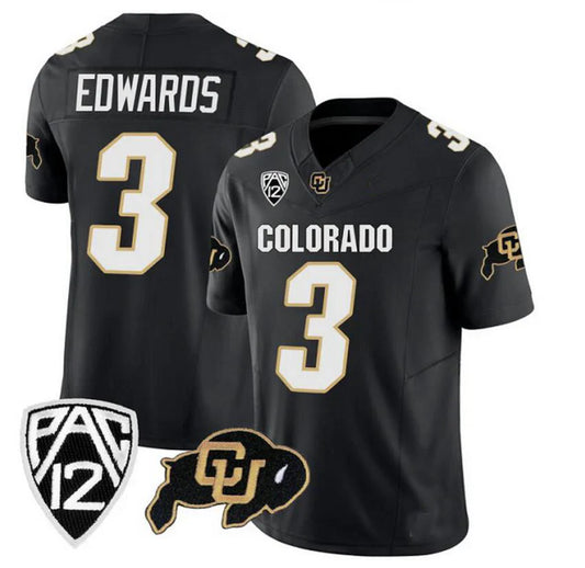 C.Buffalo #3 Dylan Edwards Black 2023 FUSE Stitched Football College Jersey