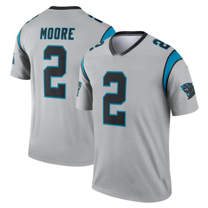 C.Panthers #2 D.J. Moore Silver Inverted Legend Jersey Stitched American Football Jerseys