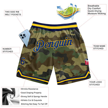 Custom Camo Royal-Gold Authentic Salute To Service Basketball Shorts