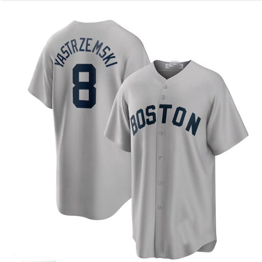 Boston Red Sox  #8 Carl Yastrzemski Cooperstown Collection Player Jersey - Gray Baseball Jerseys