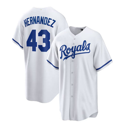 Kansas City Royals #43 Carlos Hern¨¢ndez Home Replica Player Jersey - White Baseball Jerseys