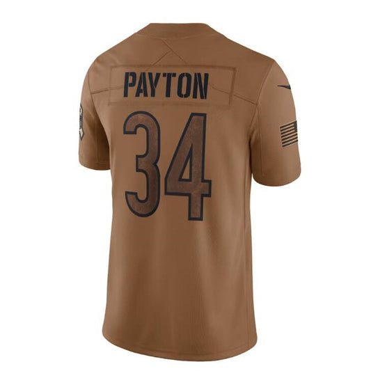 C.Bears #34 Walter Payton Brown 2023 Salute To Service Limited Jersey Stitched American Football Jerseys