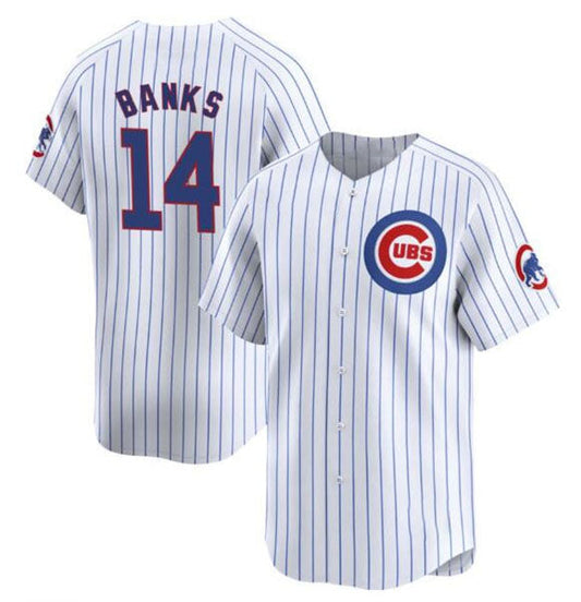 Chicago Cubs #14 Ernie Banks White Cool Base Stitched Baseball Jersey