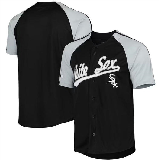 Chicago White Sox Black Stitches Button-Down Raglan Fashion Jersey Baseball Jerseys