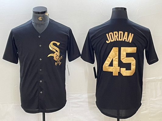 Chicago White Sox #45 Michael Jordan Black Gold Cool Base Stitched Baseball Jersey