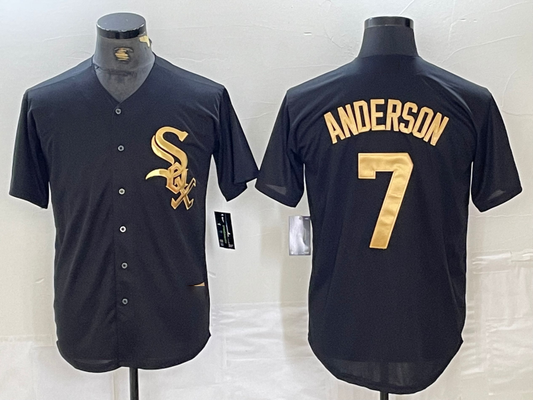 Chicago White Sox #7 Tim Anderson Black Gold Cool Base Stitched Baseball Jersey