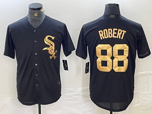 Chicago White Sox #88 Luis Robert Black Gold Cool Base Stitched Baseball Jersey