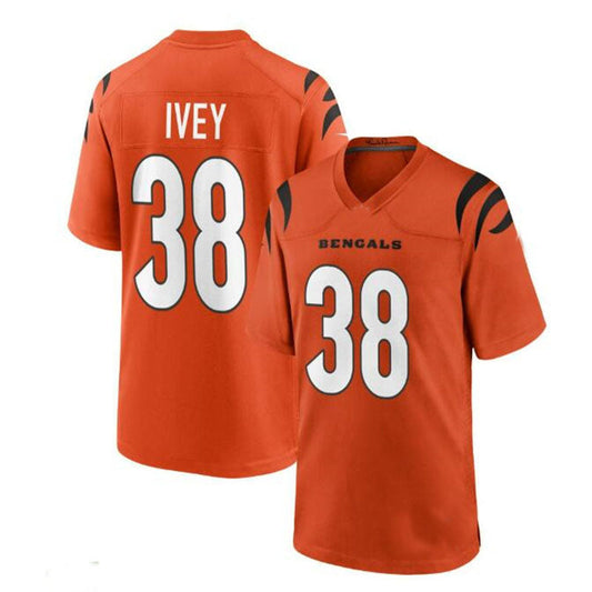 C.Bengals #38 DJ Ivey Game Jersey - Orange Stitched American Football Jerseys