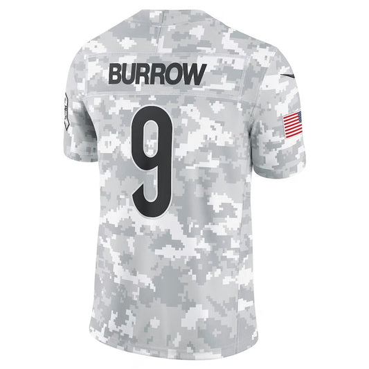 C.Bengals #9 Joe Burrow Arctic Camo 2024 Salute to Service Limited Stitched American Football Jerseys