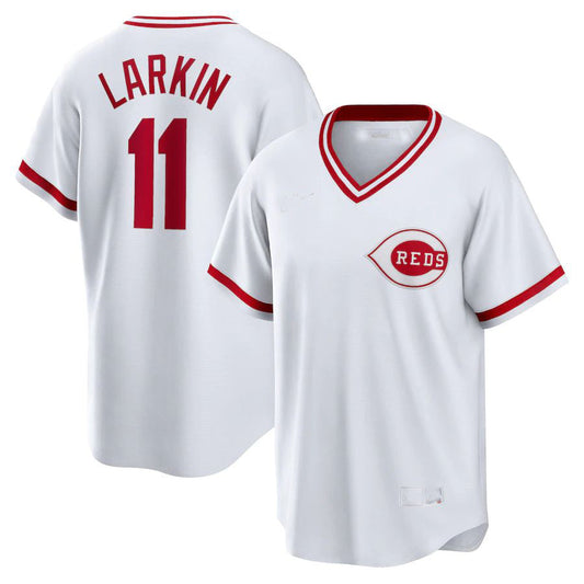 Cincinnati Reds #11 Barry Larkin White Home Cooperstown Collection Player Jersey Baseball Jerseys