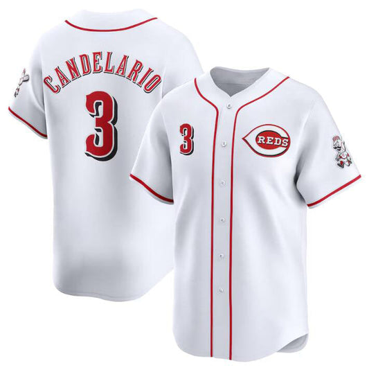 Cincinnati Reds #3 Jeimer Candelario White Home Limited Stitched Baseball Jersey