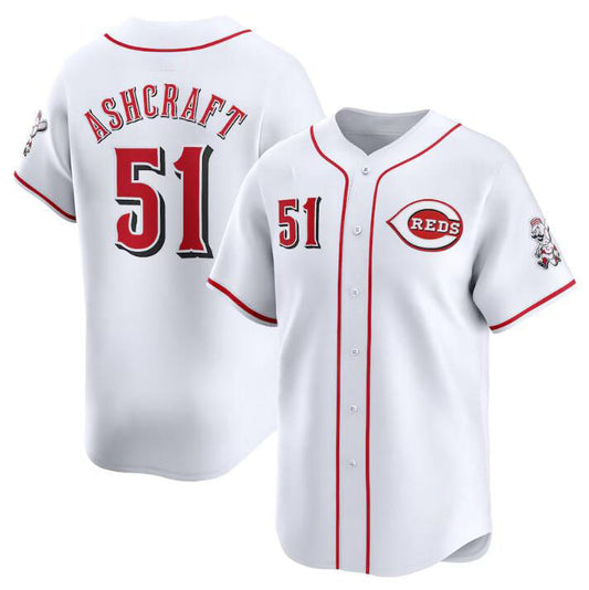 Cincinnati Reds #51 Graham Ashcraft White Home Limited Stitched Baseball Jersey