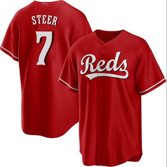 Cincinnati Reds #7 Spencer Steer Red Cool Base Stitched Baseball Jersey