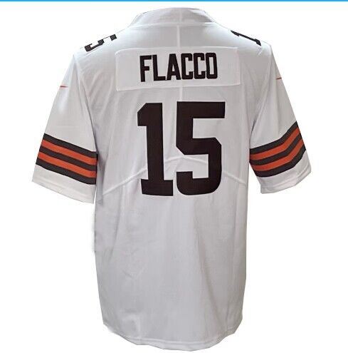 C.Browns #15 Joe Flacco White Game Jersey Stitched American Football Jerseys