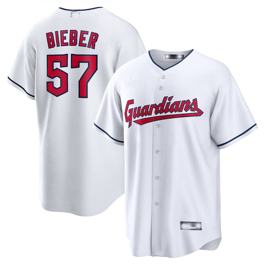 Cleveland Guardians #57 Shane Bieber White Replica Player Jersey Baseball Jerseys