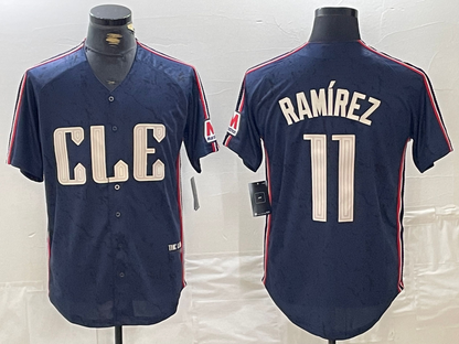 Cleveland Guardians #11 Jose Ramirez Navy 2024 City Connect Limited Stitched Baseball Jerseys