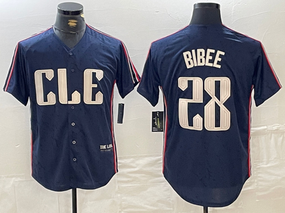 Cleveland Guardians #28 Tanner Bibee Navy 2024 City Connect Limited Stitched Baseball Jerseys