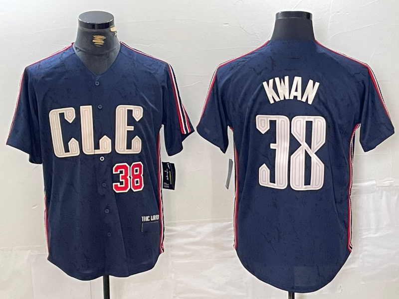 Cleveland Guardians #38 Steven Kwan Number Navy 2024 City Connect Limited Stitched Baseball Jerseys