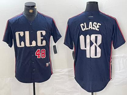 Cleveland Guardians #48 Emmanuel Clase Number Navy 2024 City Connect Limited Stitched Baseball Jerseys